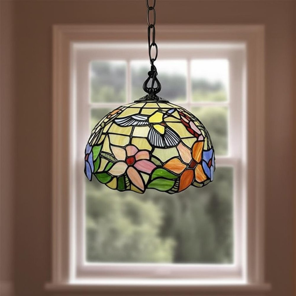 Red And White Unique Statement Glass Dimmable Chandelier With Red And White Shades — view 5