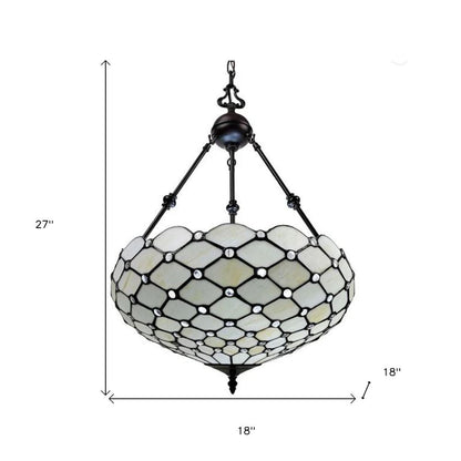 Black And White Unique Statement Three Light Glass Dimmable Chandelier With Black And White Shades