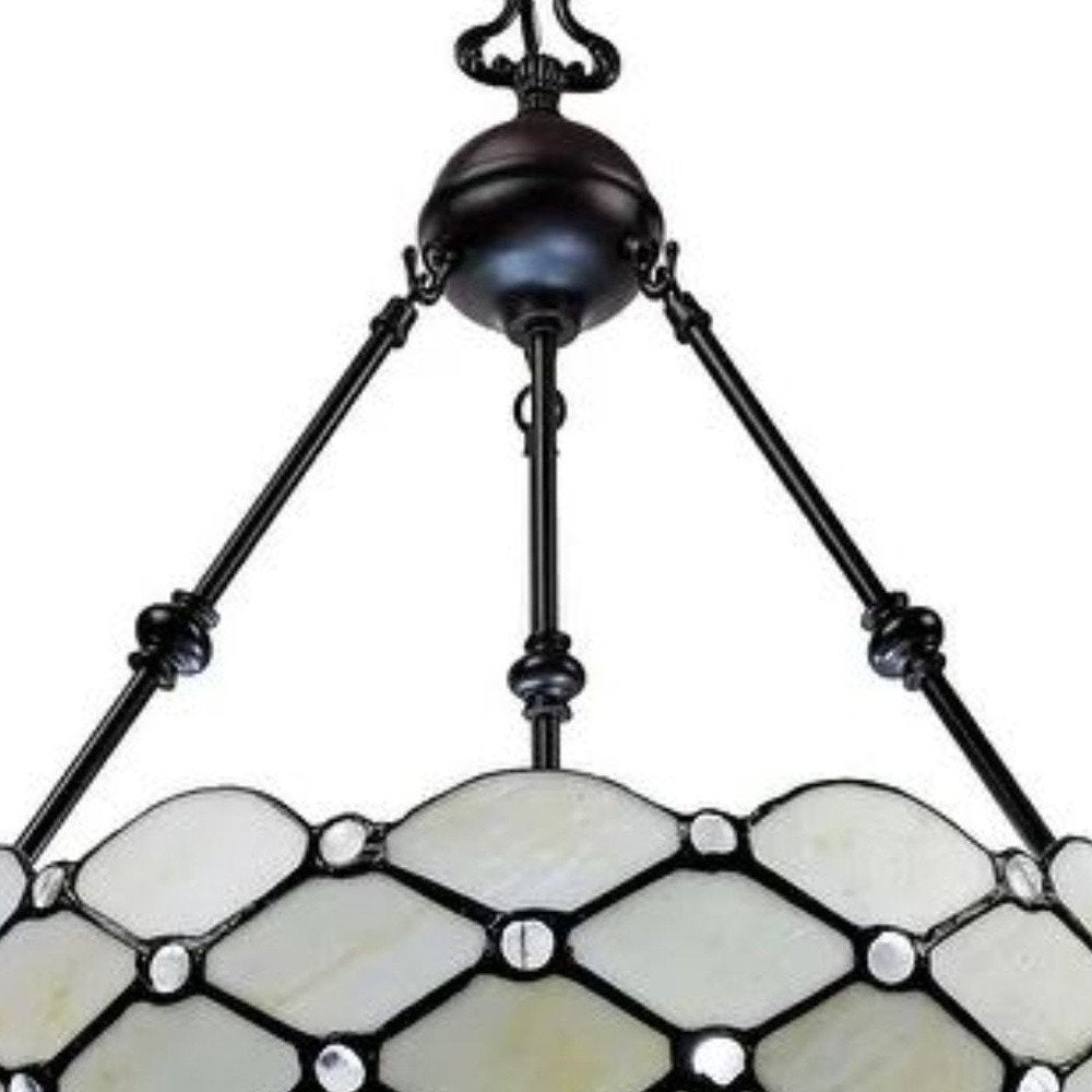 Black And White Unique Statement Three Light Glass Dimmable Chandelier With Black And White Shades — view 3