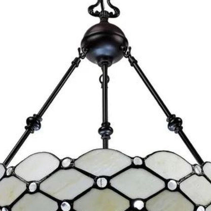 Black And White Unique Statement Three Light Glass Dimmable Chandelier With Black And White Shades