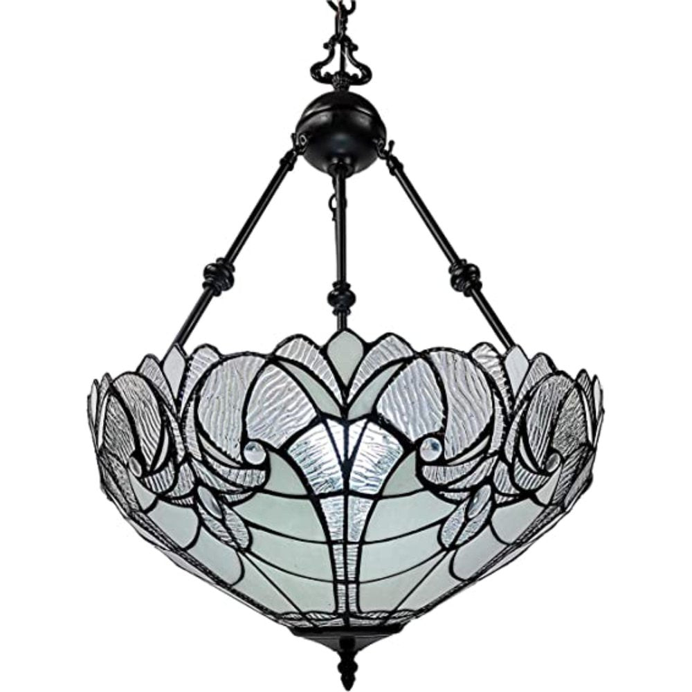 Black And White Unique Statement Two Light Glass Dimmable Chandelier With Black And White Shades — view 1