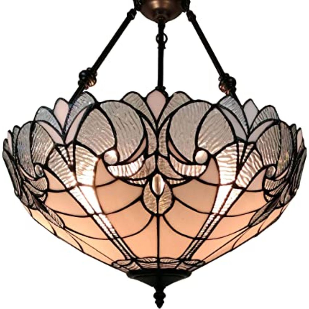 Black And White Unique Statement Two Light Glass Dimmable Chandelier With Black And White Shades — view 2