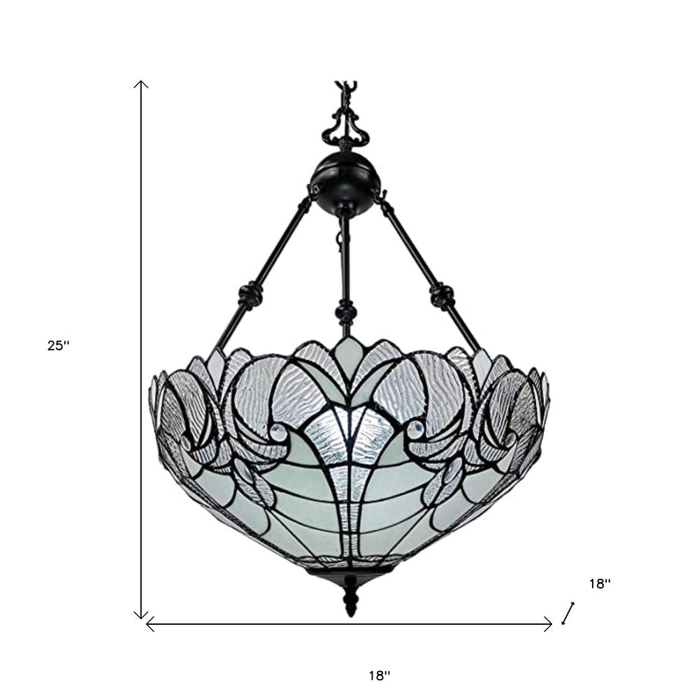 Black And White Unique Statement Two Light Glass Dimmable Chandelier With Black And White Shades — view 3