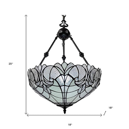 Black And White Unique Statement Two Light Glass Dimmable Chandelier With Black And White Shades