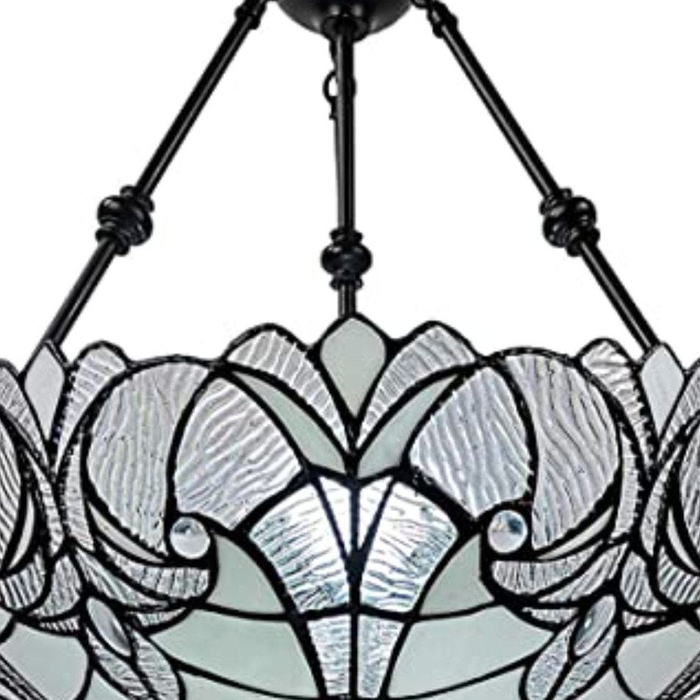 Black And White Unique Statement Two Light Glass Dimmable Chandelier With Black And White Shades — view 4