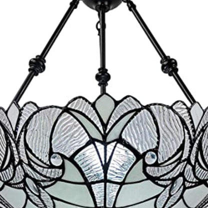 Black And White Unique Statement Two Light Glass Dimmable Chandelier With Black And White Shades
