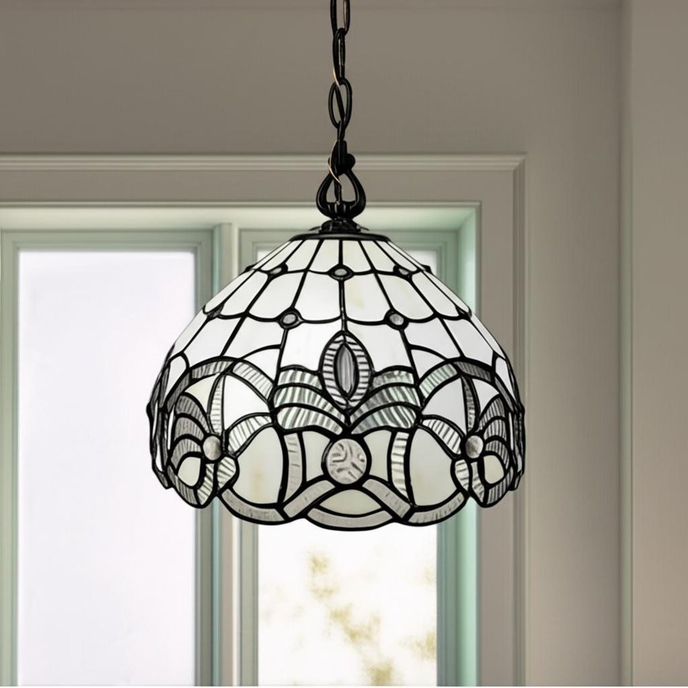 Black And White Unique Statement Glass Dimmable Chandelier With Black And White Shades — view 5