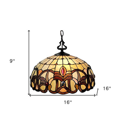 16" Tiffany Style Stained Glass Two Light Glass Dimmable Ceiling Light HomeRoots