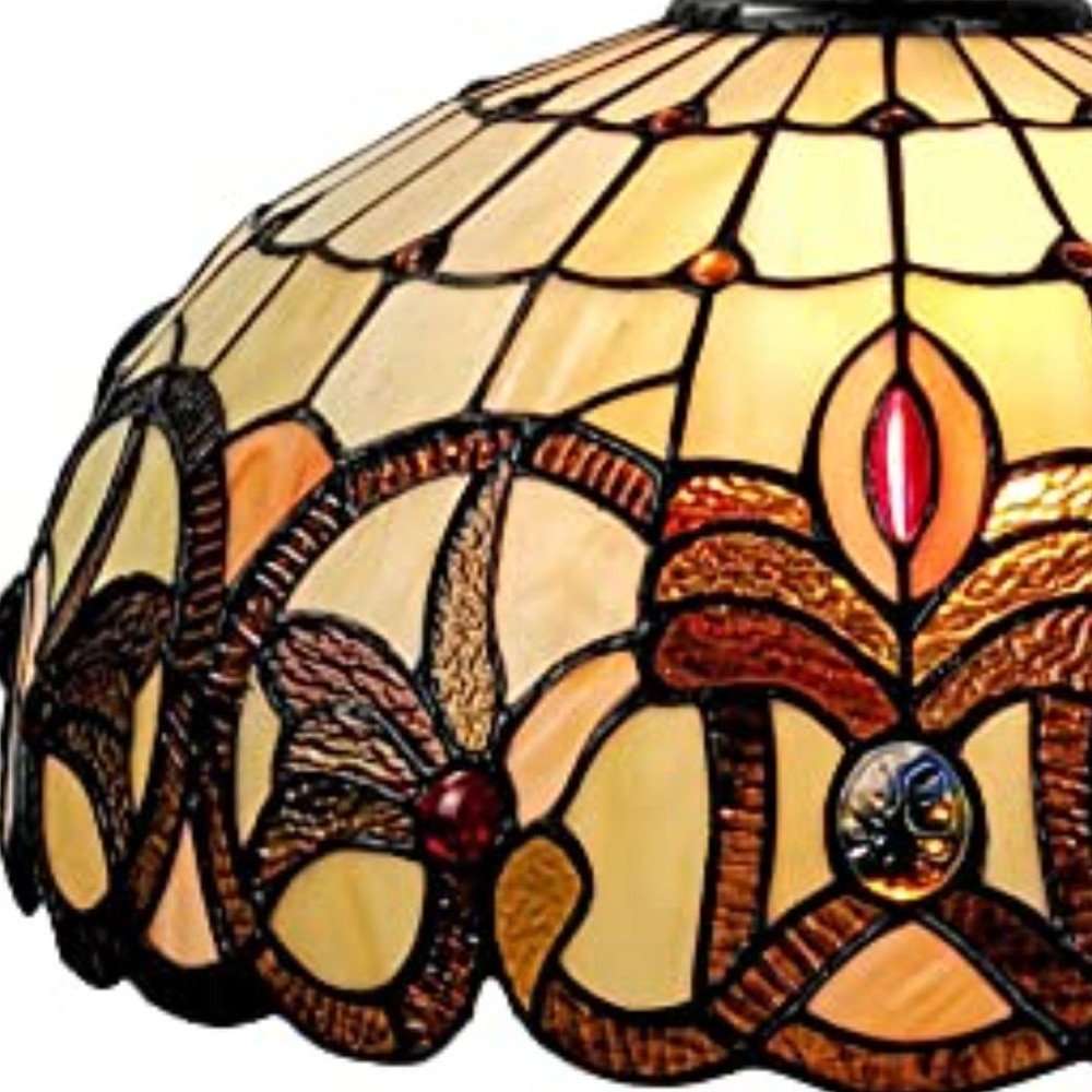 16" Tiffany Style Stained Glass Two Light Glass Dimmable Ceiling Light — view 5