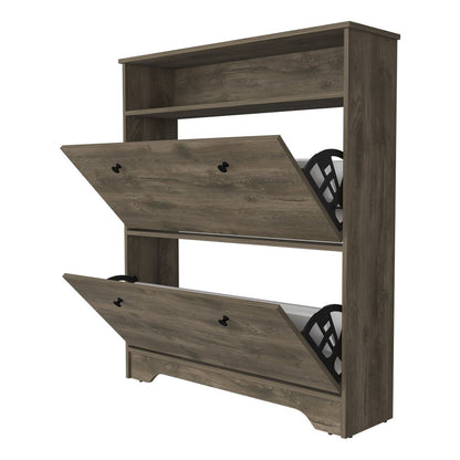 Dark Brown Twelve Pair Shoe Rack HomeRoots