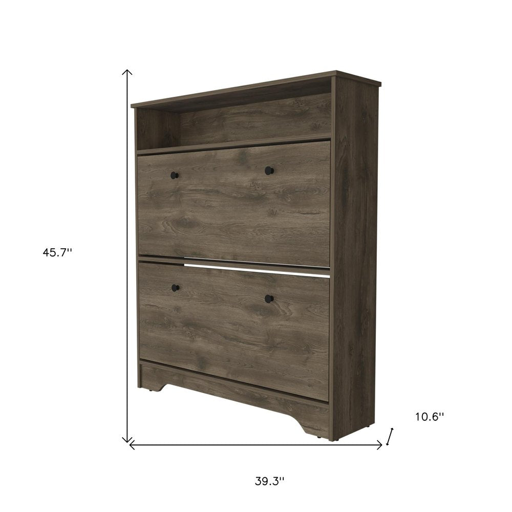 Dark Brown Twelve Pair Shoe Rack HomeRoots