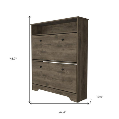 Dark Brown Twelve Pair Shoe Rack HomeRoots