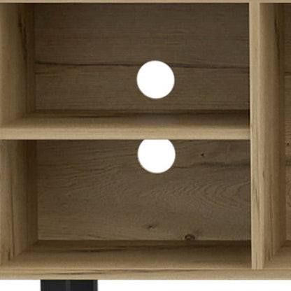 71" Natural Wood Enclosed and Open Storage TV Stand HomeRoots