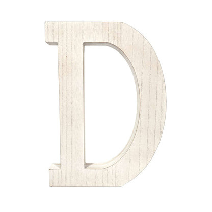 16" Distressed White Wash Wooden Initial Letter D Sculpture HomeRoots