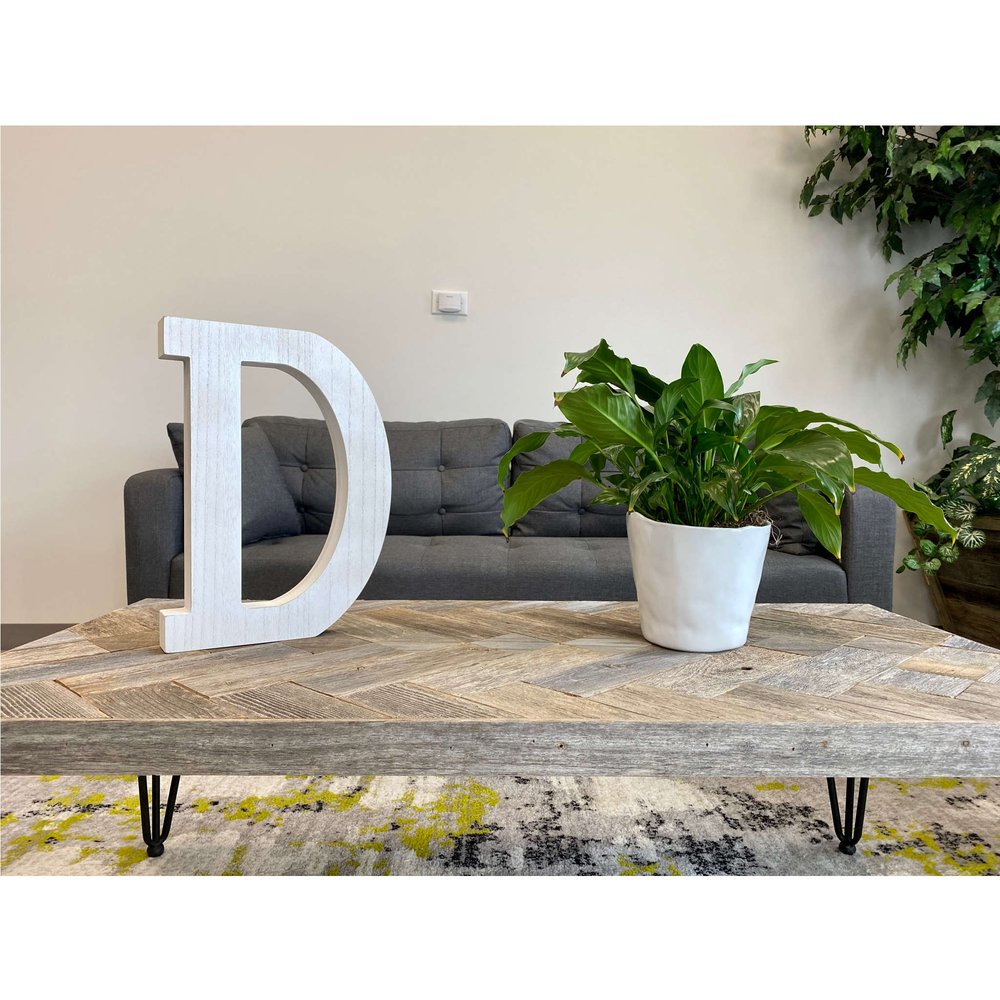 16" Distressed White Wash Wooden Initial Letter D Sculpture HomeRoots
