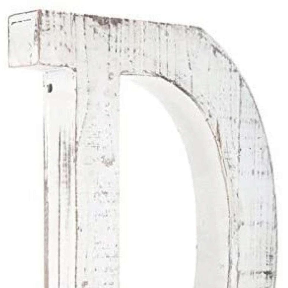 16" Distressed White Wash Wooden Initial Letter D Sculpture HomeRoots