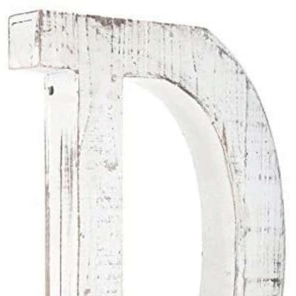 16" Distressed White Wash Wooden Initial Letter D Sculpture HomeRoots