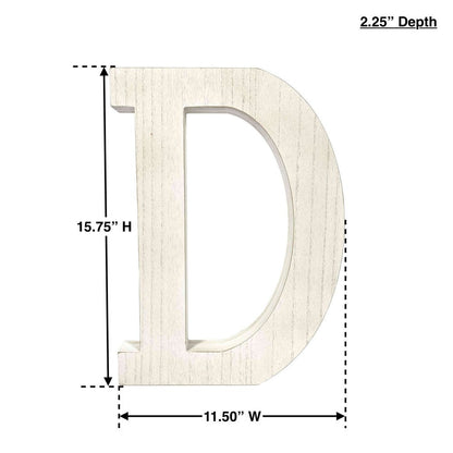 16" Distressed White Wash Wooden Initial Letter D Sculpture HomeRoots