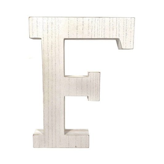 16" Distressed White Wash Wooden Initial Letter F Sculpture HomeRoots