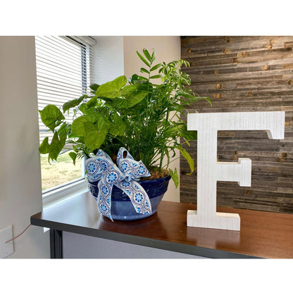 16" Distressed White Wash Wooden Initial Letter F Sculpture HomeRoots