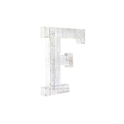 16" Distressed White Wash Wooden Initial Letter F Sculpture HomeRoots