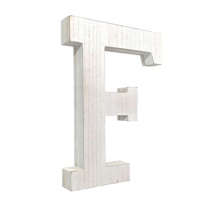 16" Distressed White Wash Wooden Initial Letter F Sculpture HomeRoots