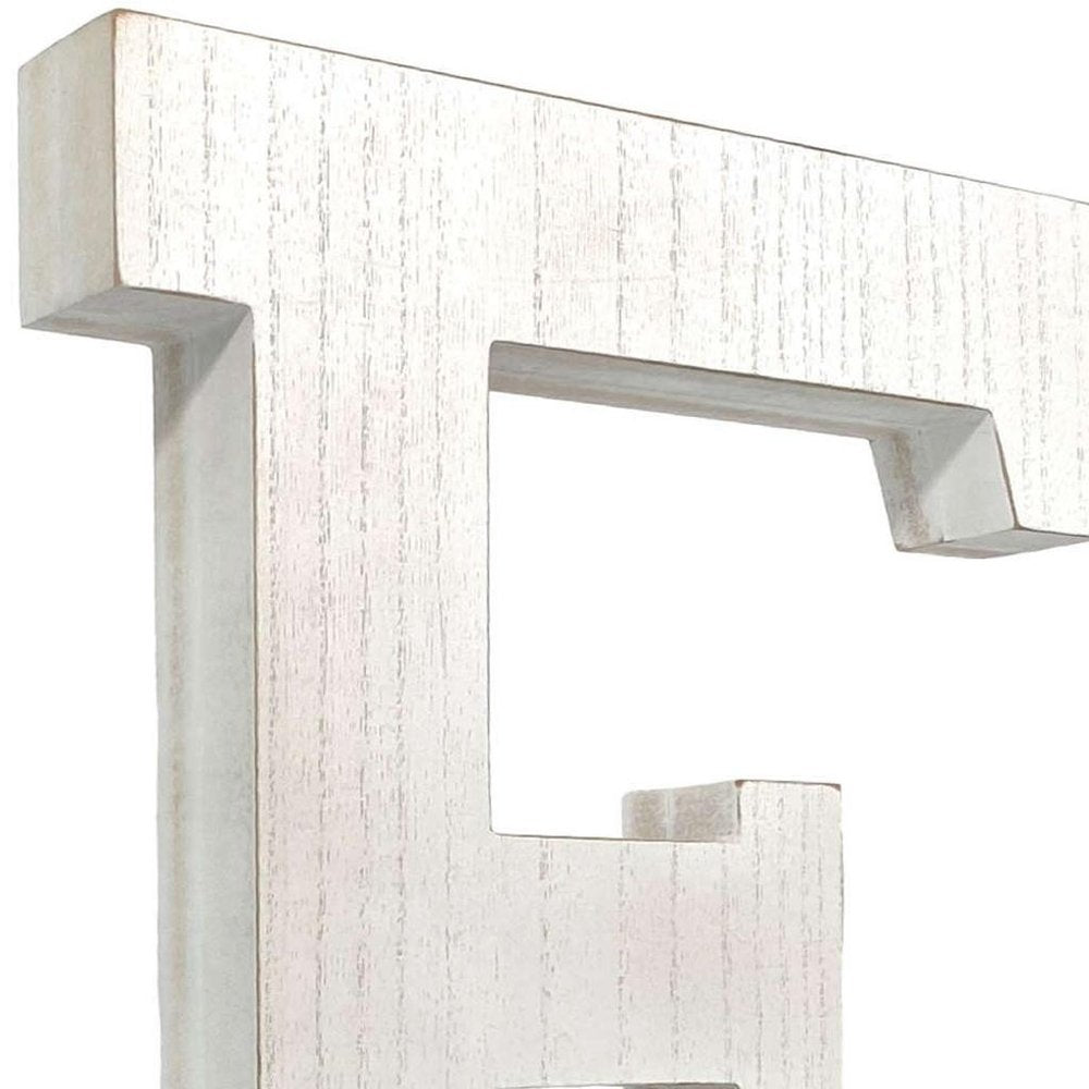 16" Distressed White Wash Wooden Initial Letter F Sculpture HomeRoots