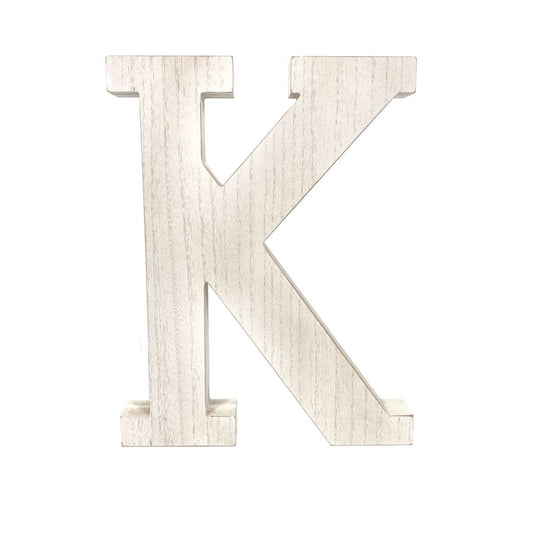 16" White Distressed Wood Letter K Tabletop Sculpture HomeRoots