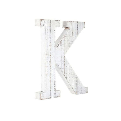 16" White Distressed Wood Letter K Tabletop Sculpture HomeRoots