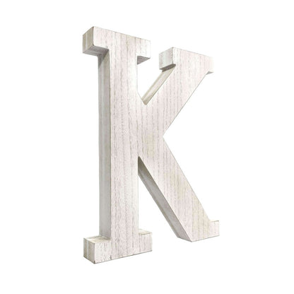 16" White Distressed Wood Letter K Tabletop Sculpture HomeRoots