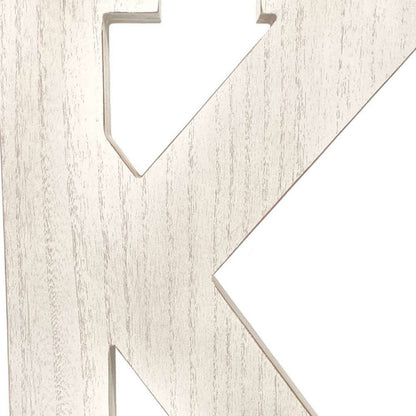 16" White Distressed Wood Letter K Tabletop Sculpture HomeRoots