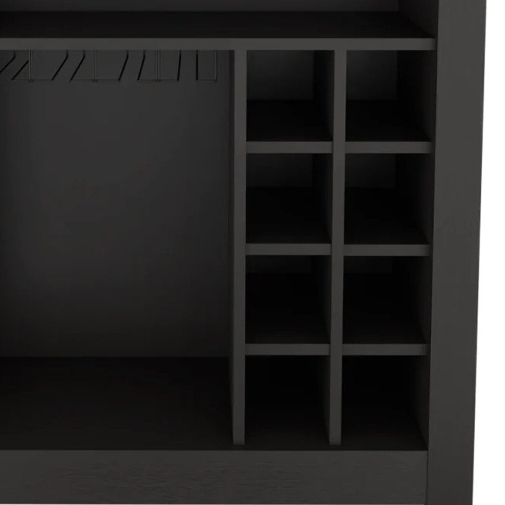 Black Bar Cart With Wine Storage — view 3