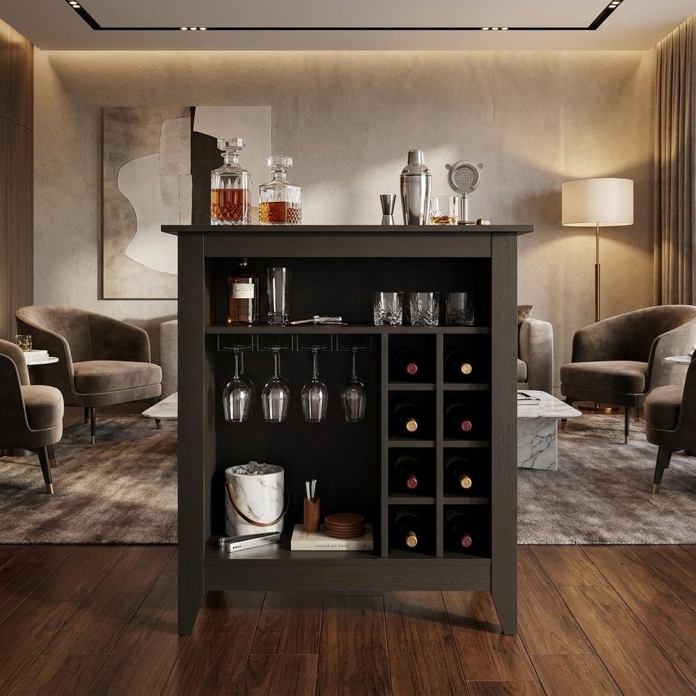 Black Bar Cart With Wine Storage HomeRoots