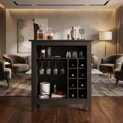 Black Bar Cart With Wine Storage HomeRoots