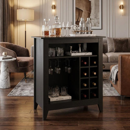 Black Bar Cart With Wine Storage HomeRoots