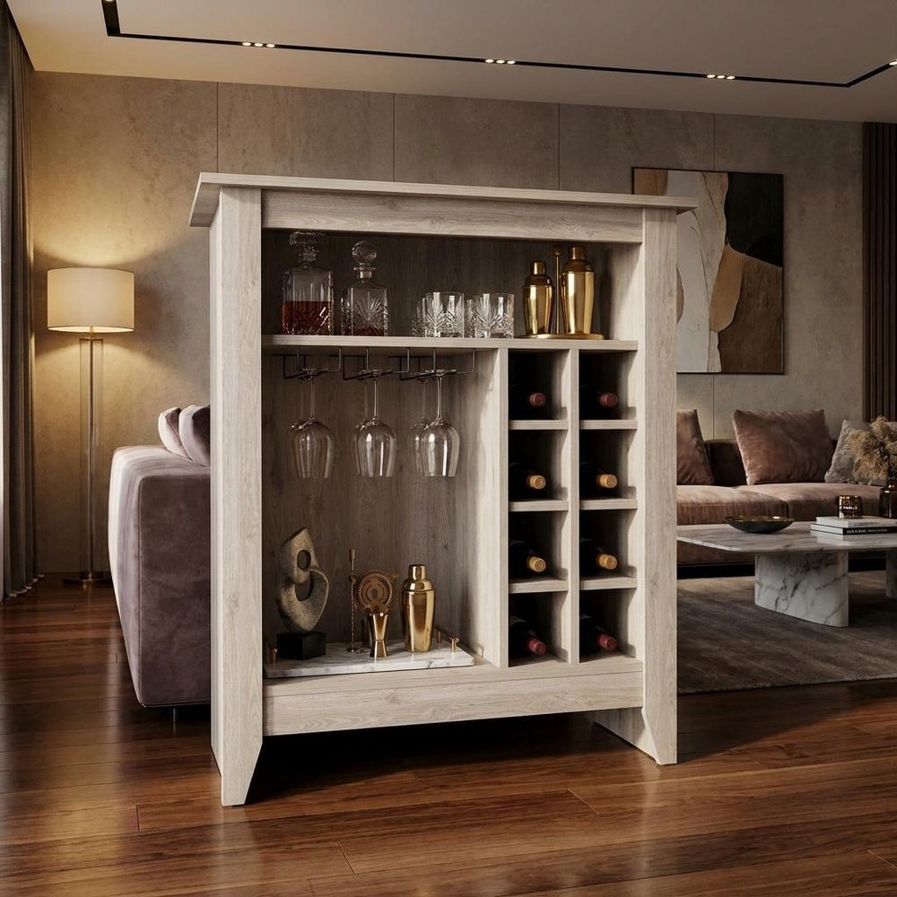 Light Gray Bar Cart With Wine Storage HomeRoots