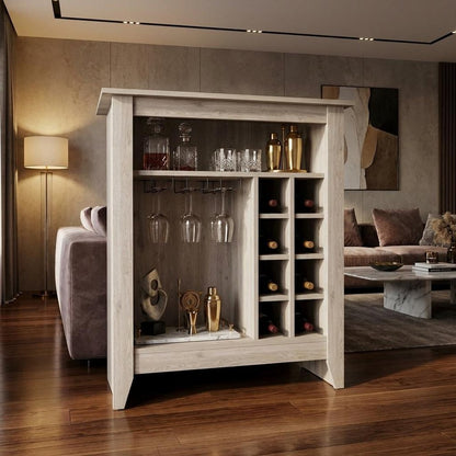 Light Gray Bar Cart With Wine Storage HomeRoots
