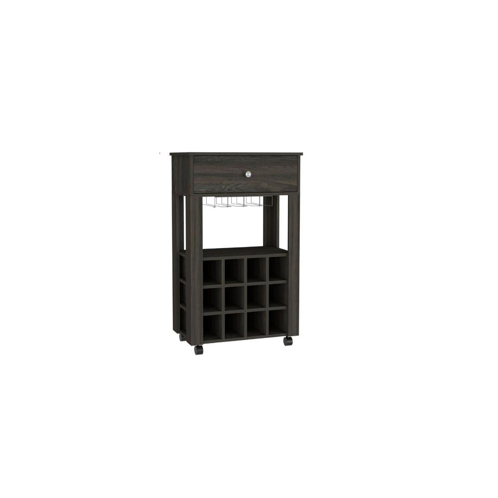 Espresso Rolling Bar Cart With Wine Storage — view 5