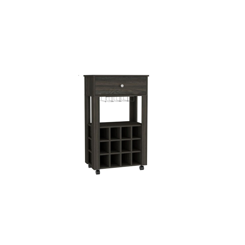Espresso Rolling Bar Cart With Wine Storage HomeRoots