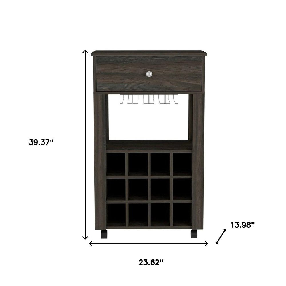 Espresso Rolling Bar Cart With Wine Storage HomeRoots