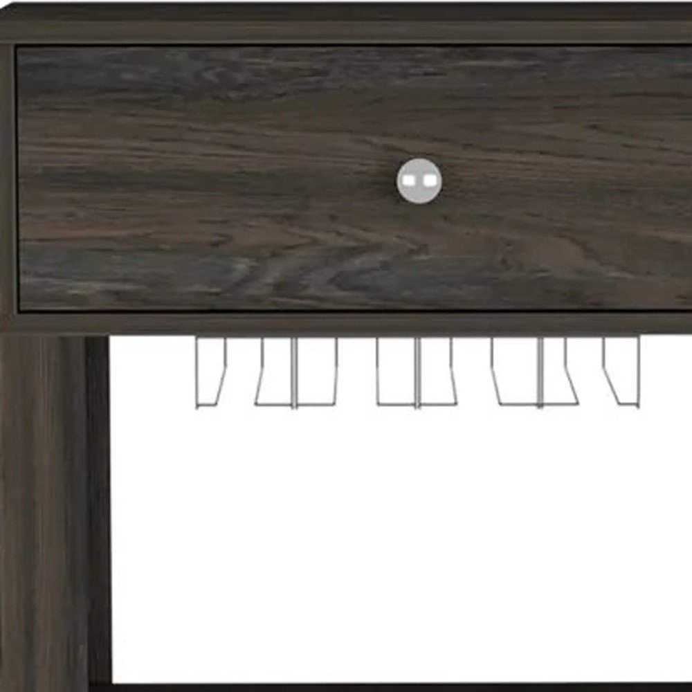 Espresso Rolling Bar Cart With Wine Storage — view 4