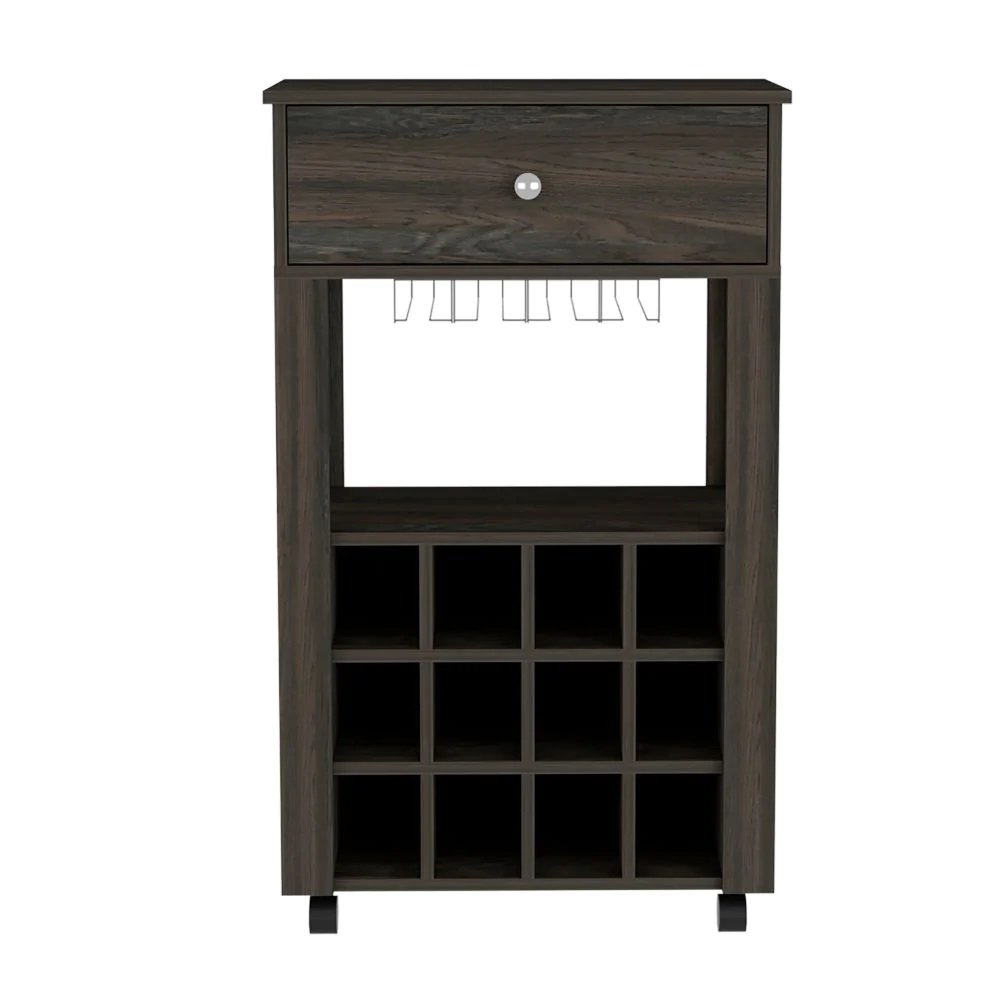 Espresso Rolling Bar Cart With Wine Storage — view 1