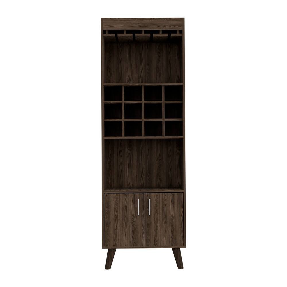 24" Walnut Wood Bar Cabinet With Two Doors — view 1