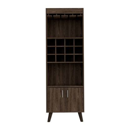 24" Walnut Wood Bar Cabinet With Two Doors