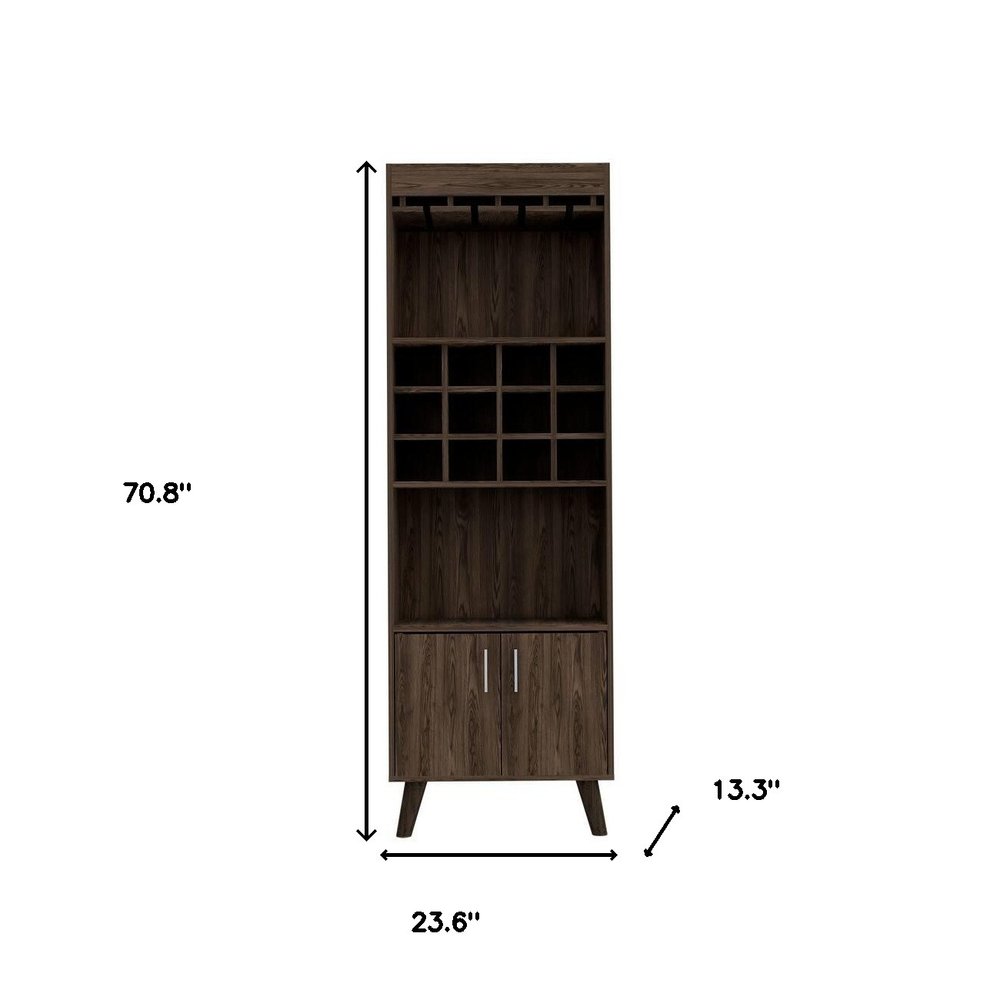24" Walnut Wood Bar Cabinet With Two Doors — view 2