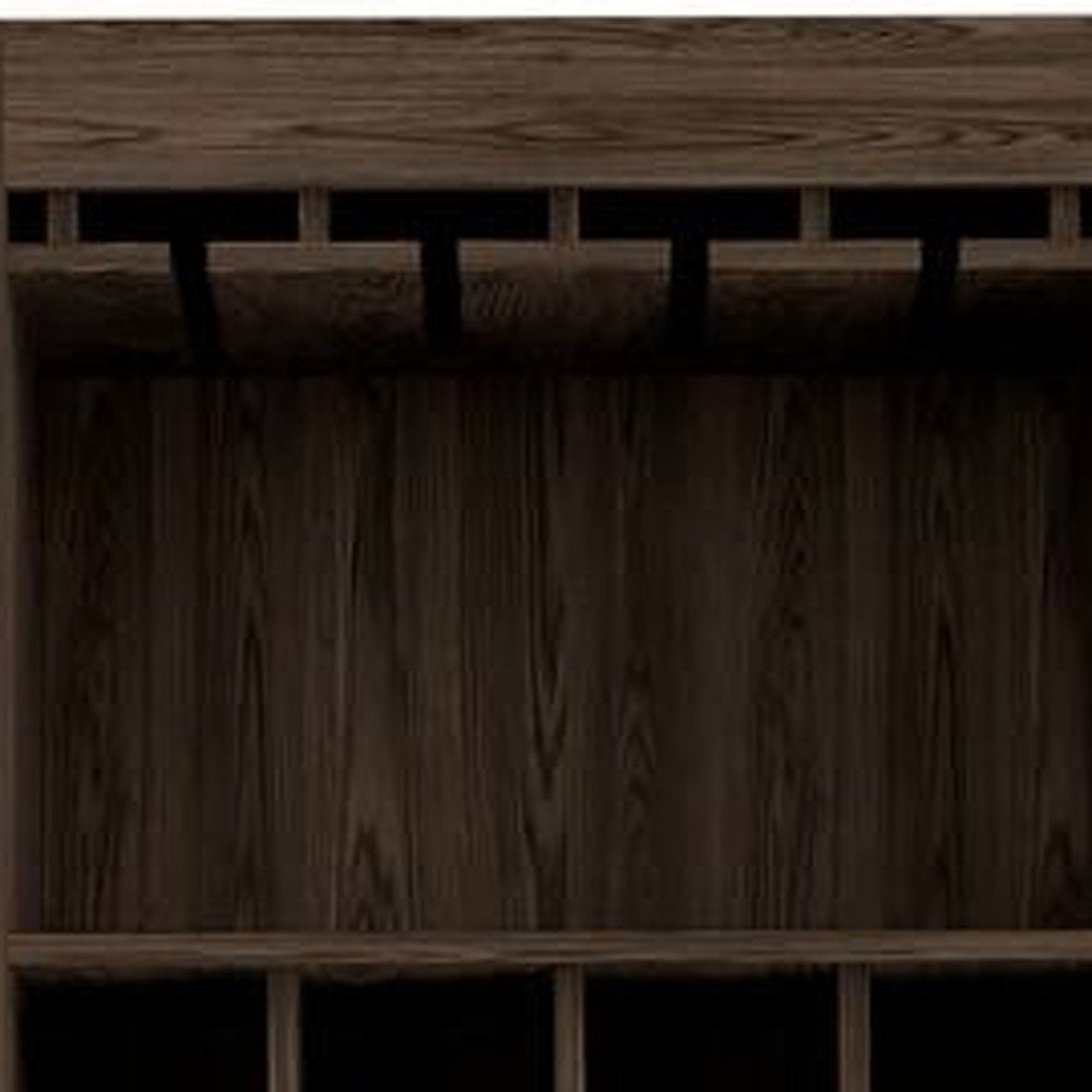 24" Walnut Wood Bar Cabinet With Two Doors — view 3