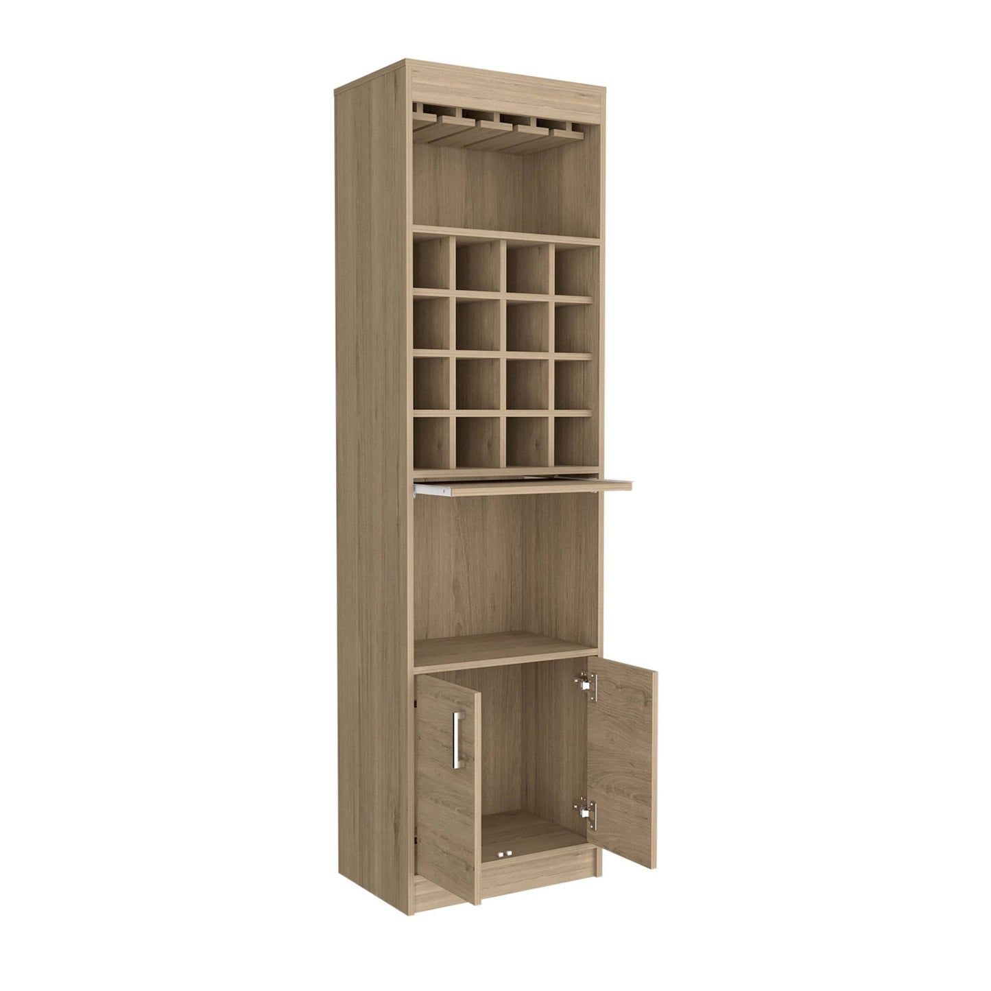 24" Natural Bar Cabinet With Eighteen Shelves