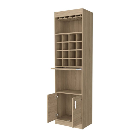 24" Natural Bar Cabinet With Eighteen Shelves HomeRoots