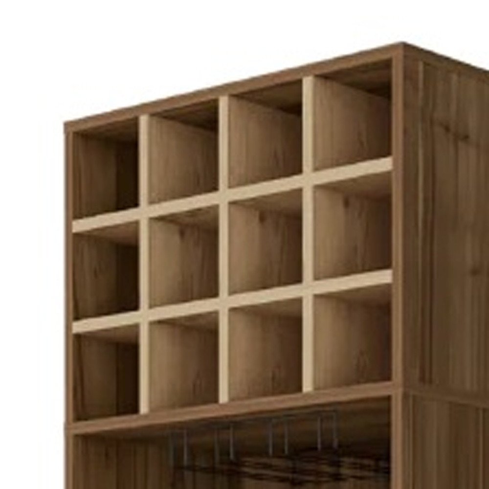 24" Beige and Mahogany Wood Corner Bar Cabinet With Single Door — view 3
