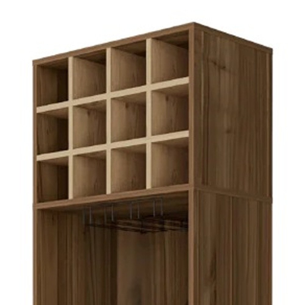 24" Beige and Mahogany Wood Corner Bar Cabinet With Single Door — view 4